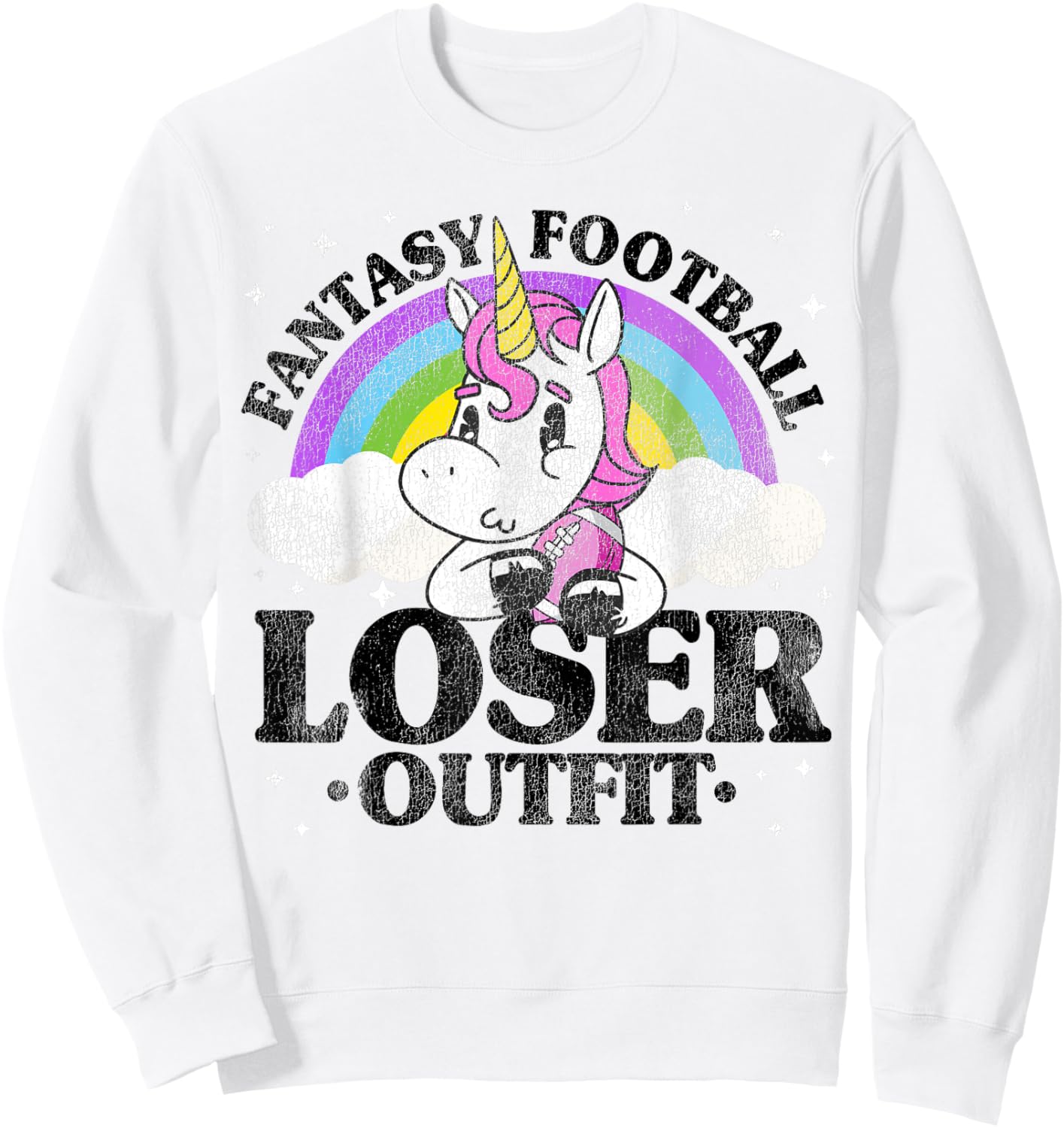 Fantasy Football Loser Outfit Season Unicorn Rainbow Men Sweatshirt - Sweatshirt | White