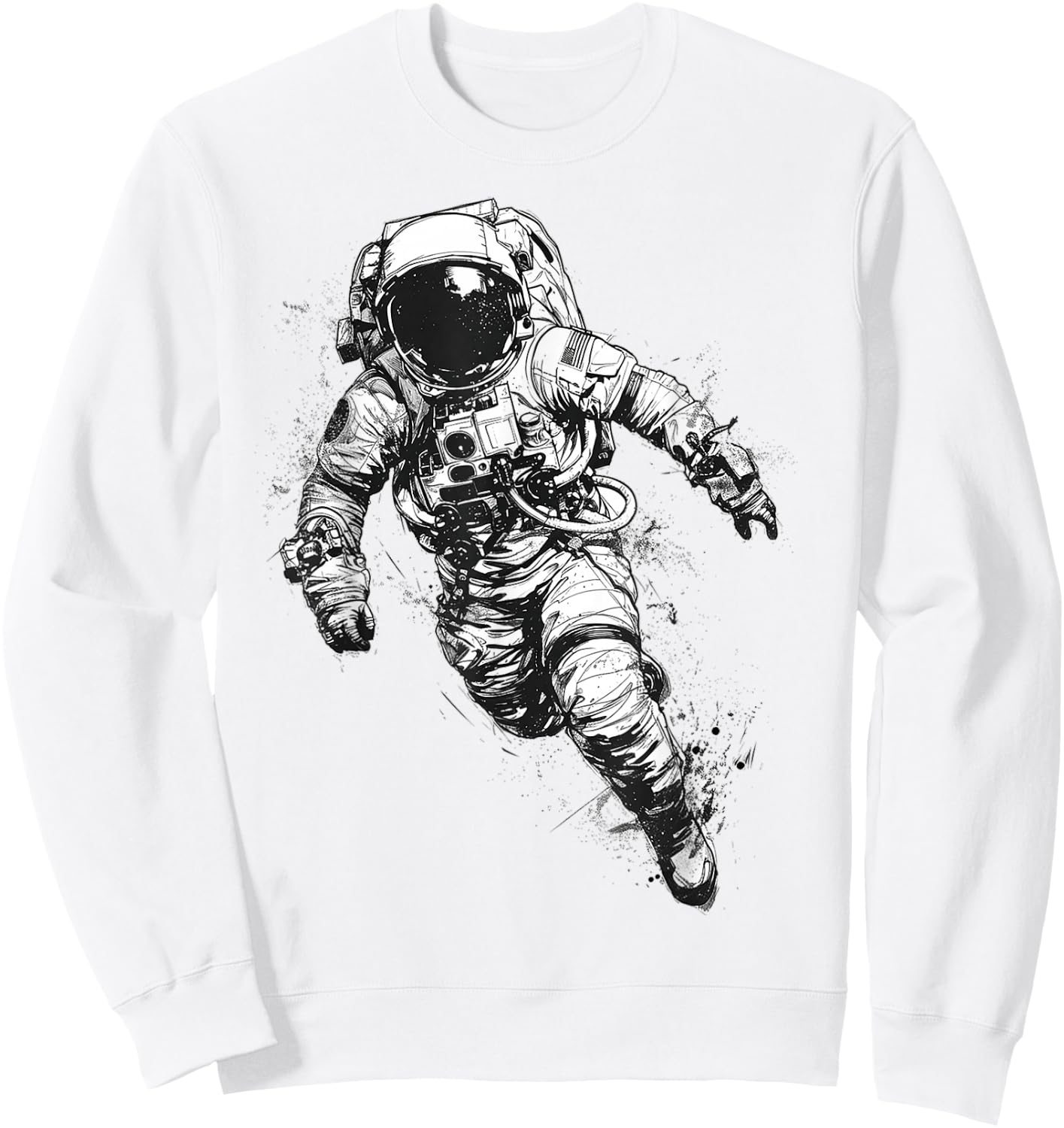 Astronaut Graphic Space Motif Astronaut Sweatshirt - Sweatshirt | White