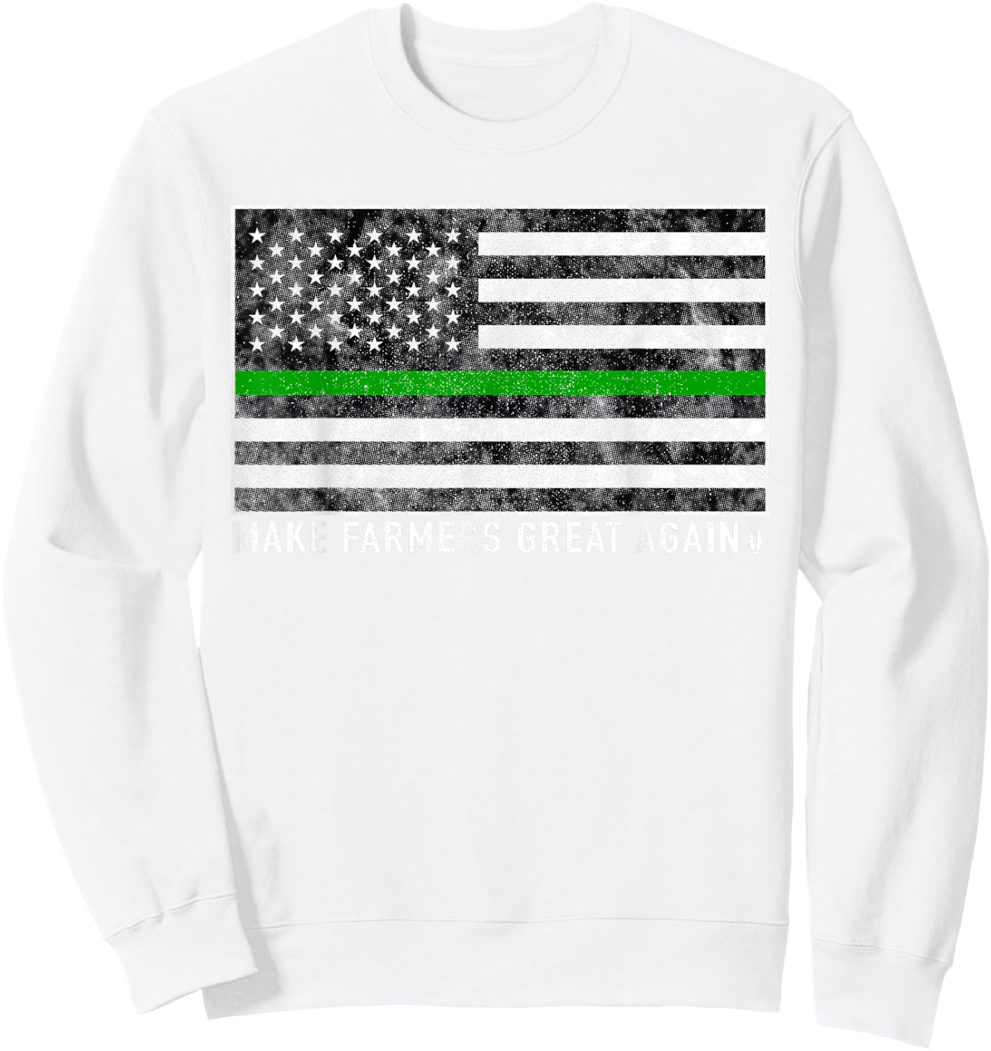 Make Farmers Great Again Shirt US Flag Green Line Sweatshirt - Sweatshirt | White