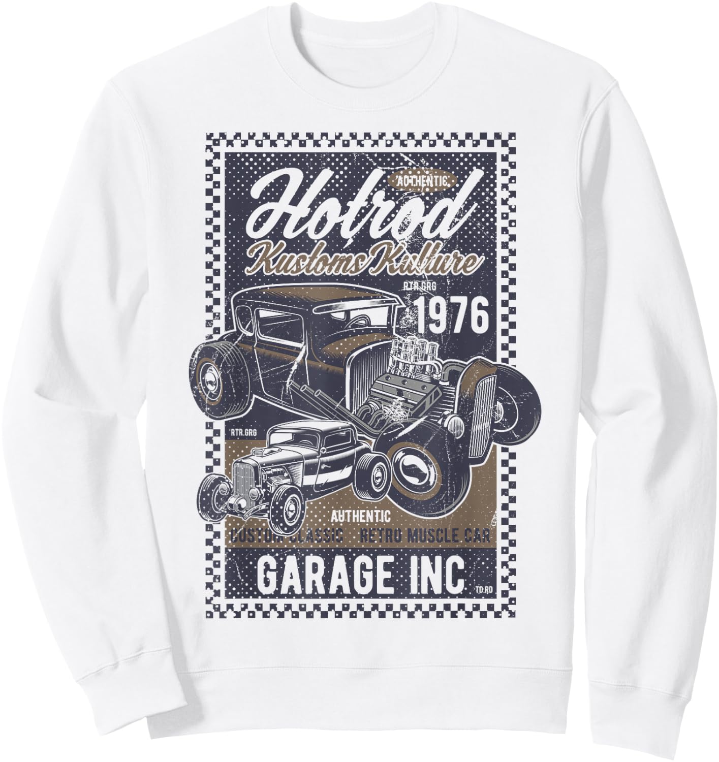 Vintage Hot Rod Kustoms Kulture Men's Classic Car Sweatshirt - Sweatshirt | White