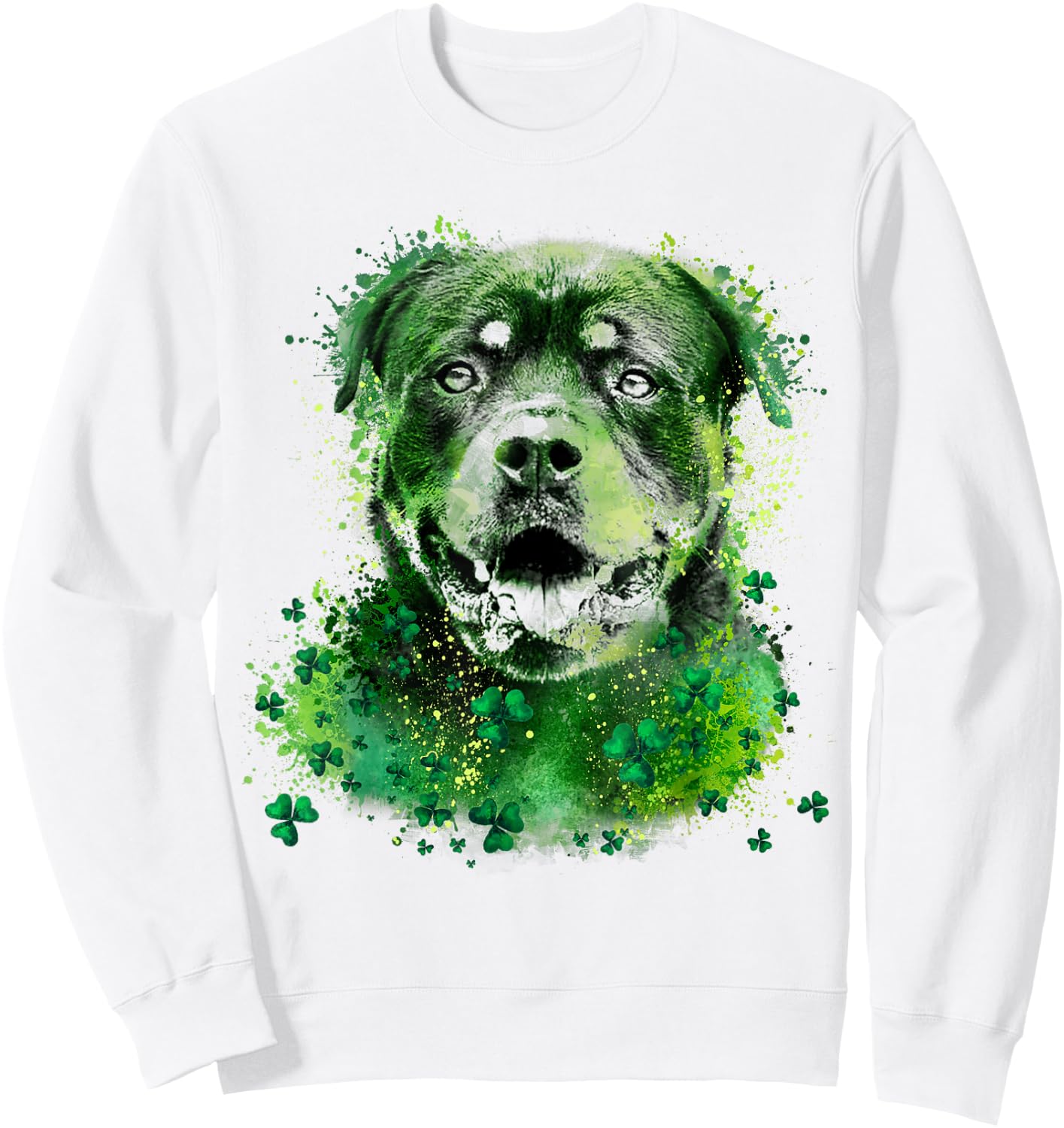 Irish Shamrock St Patrick's Day Rottweiler Cool Sweatshirt - Sweatshirt | White