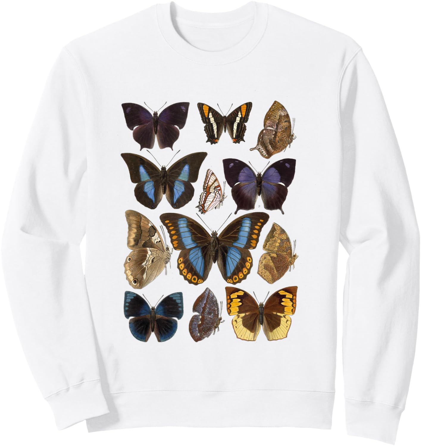 Vintage Botanical Butterfly Species Sweatshirt - Sweatshirt | White