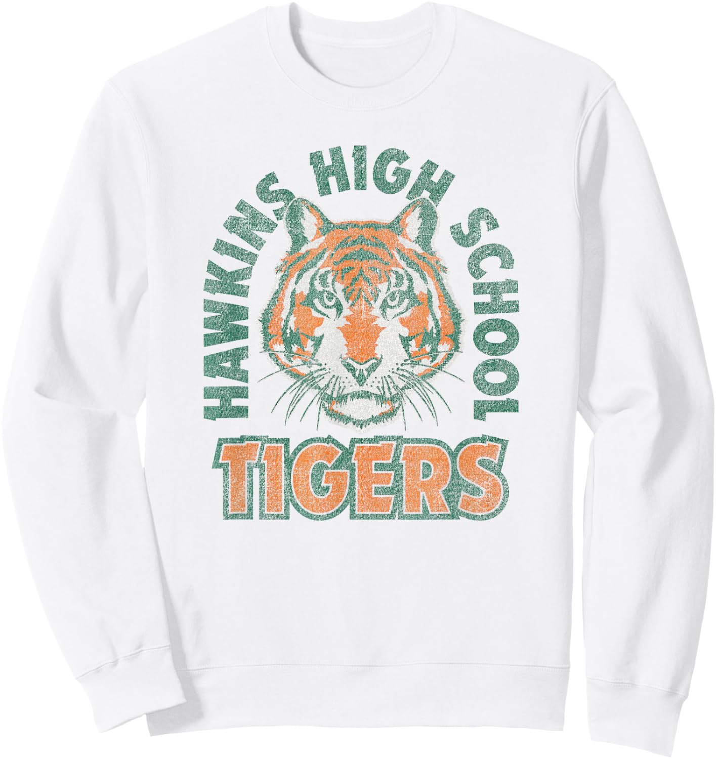 Stranger Things 4 Hawkins Tigers Faded Logo Sweatshirt - Sweatshirt | White
