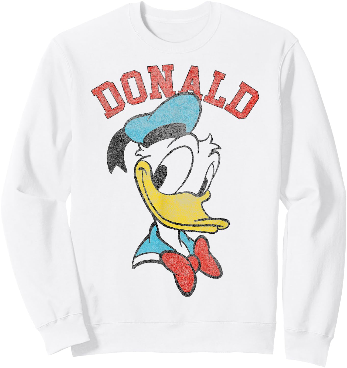 Disney Mickey And Friends Donald Duck Happy Big Face Sweatshirt - Sweatshirt | White