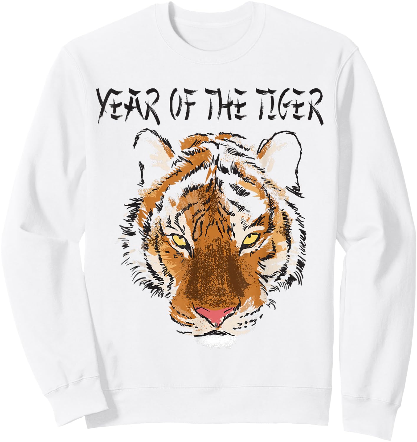 Chinese Zodiac Tiger the Year of the Tiger with Tiger Face Sweatshirt - Sweatshirt | White