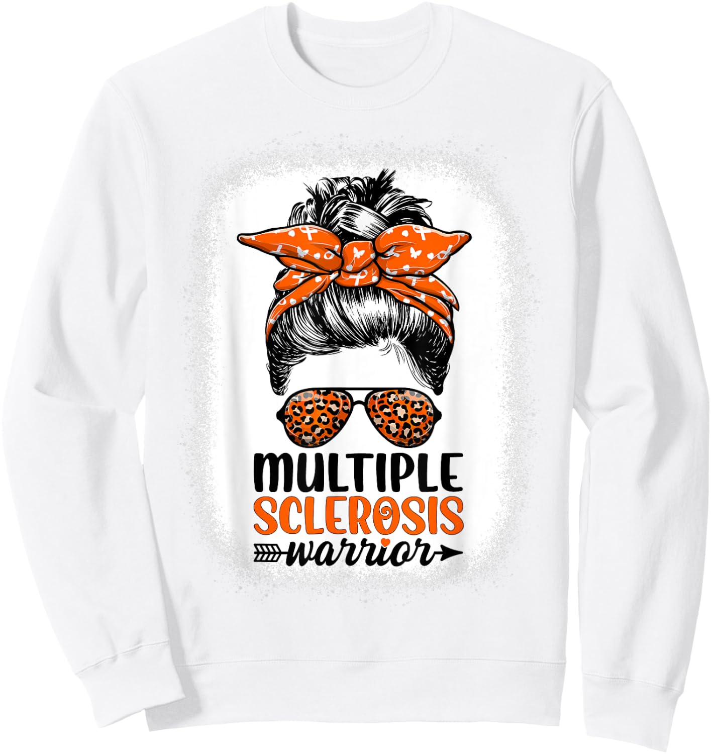 MS Warrior Messy Bun - Multiple Sclerosis Awareness Sweatshirt - Sweatshirt | White