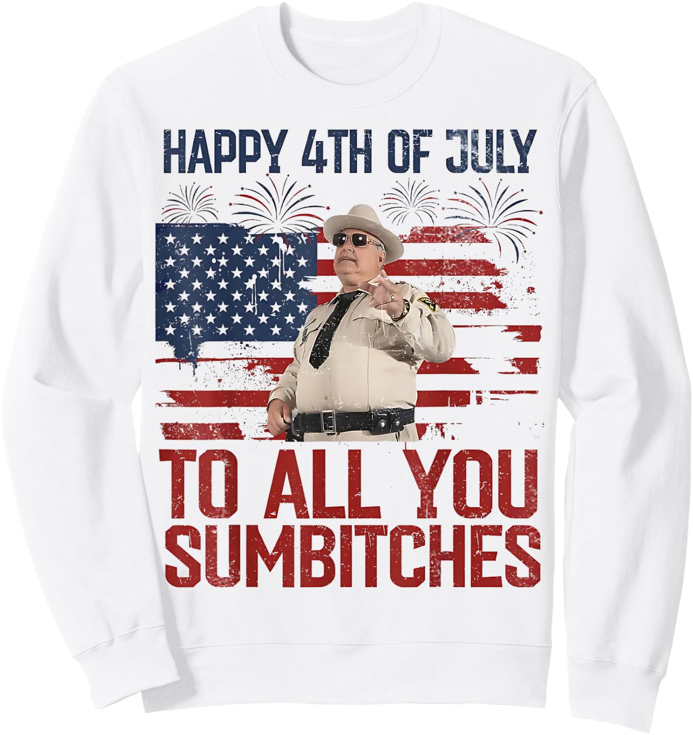 USA Flag Fireworks Sweatshirt - Sweatshirt | White