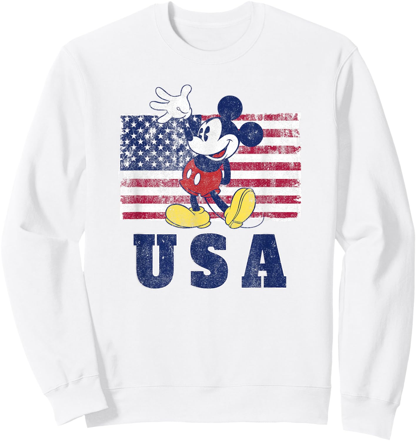 Disney Mickey Classic Mickey American Flag 4th of July Sweatshirt - Sweatshirt | White