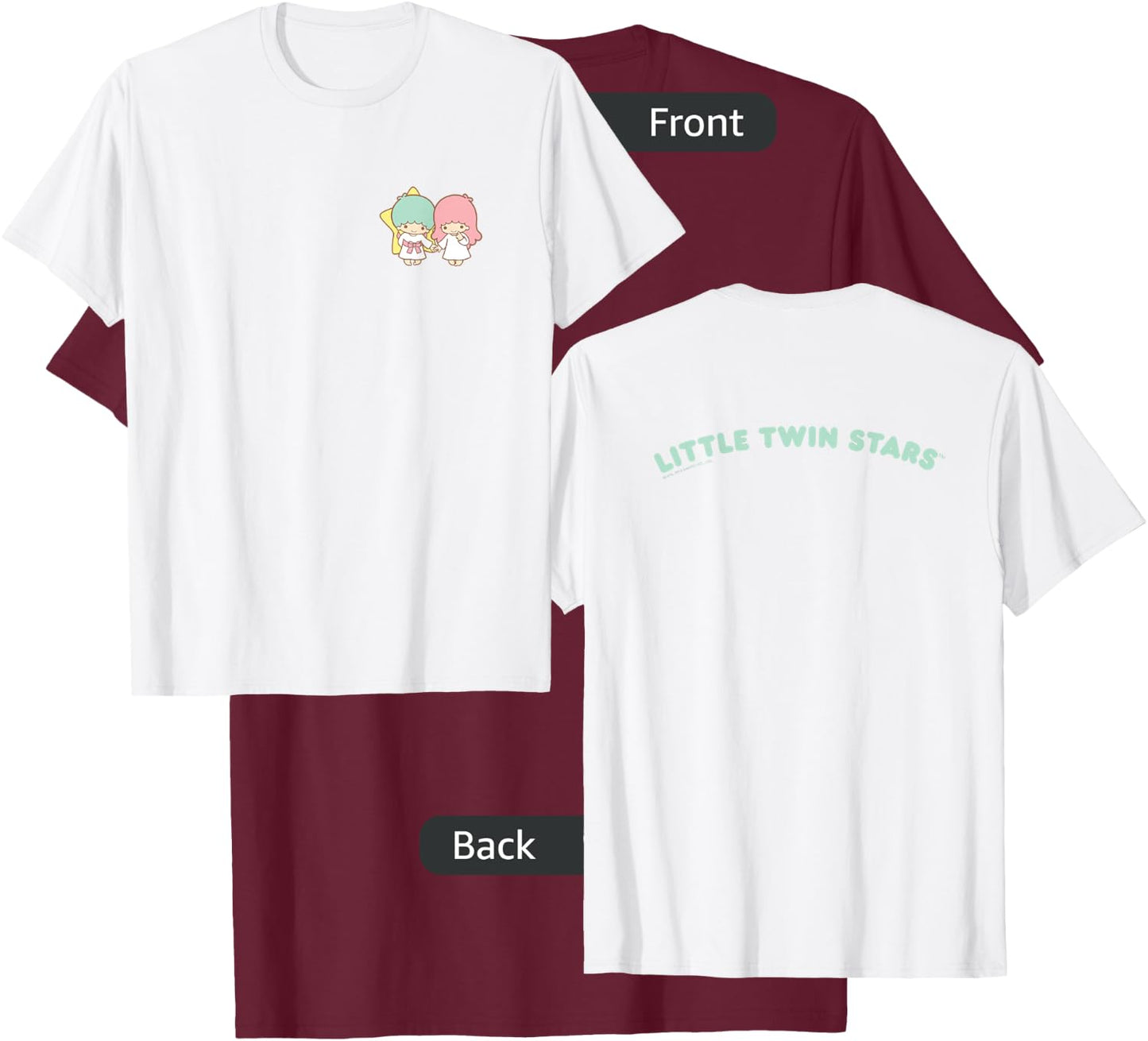 Little Twin Stars Front and Back Logo Shirt T-Shirt - T-Shirt | Maroon