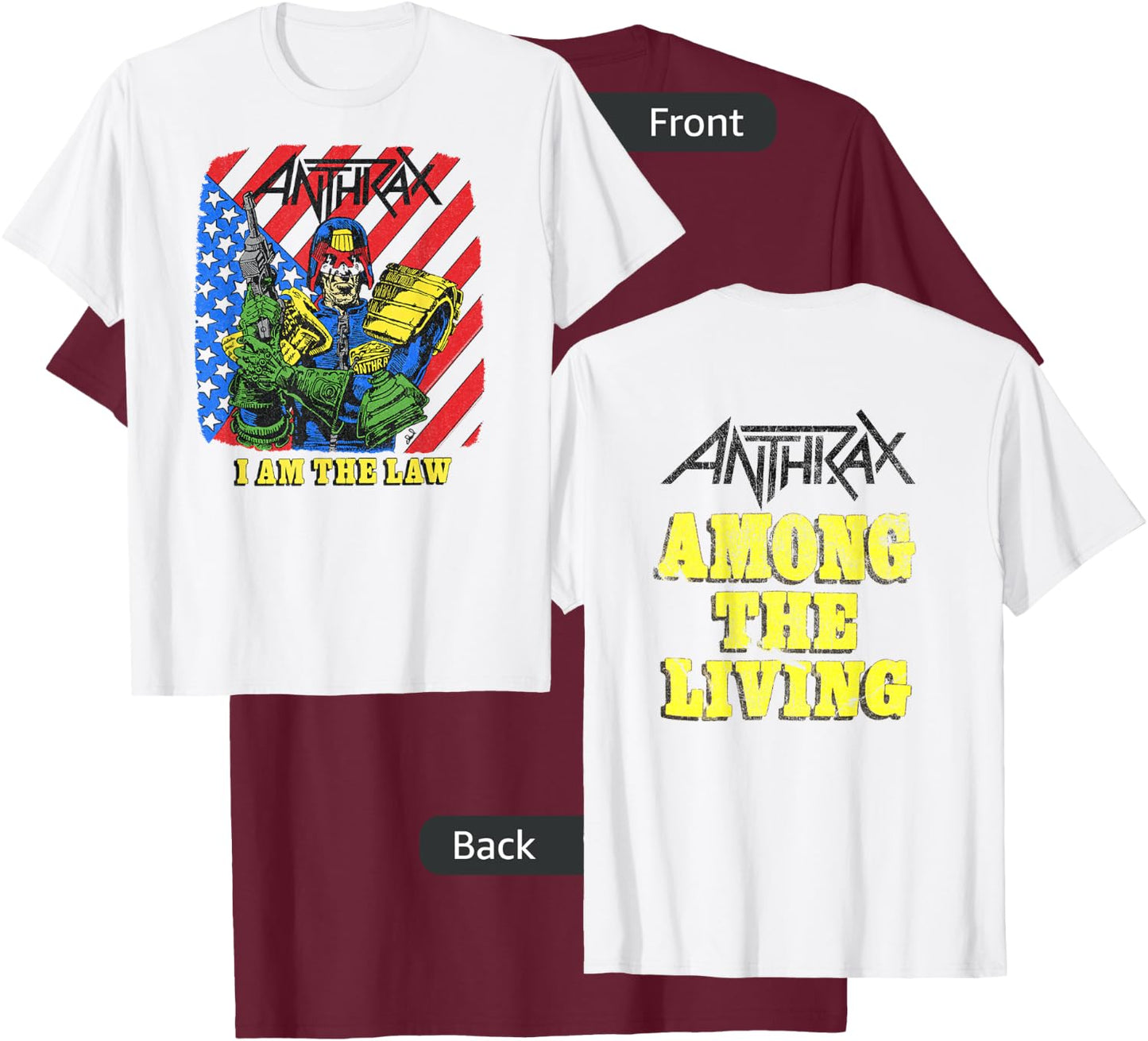 Anthrax - Among The Living 35th I Am The Law T-Shirt - T-Shirt | Maroon