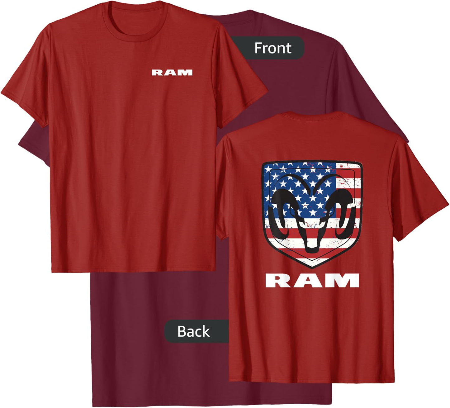 RAM Trucks Shield Flag Front/Back T-Shirt - T-Shirt | Maroon