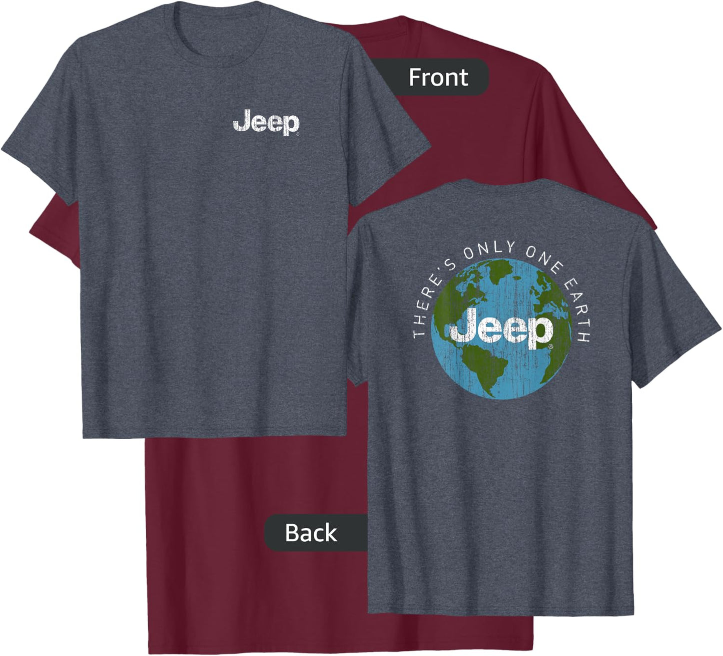 Jeep - There's Only One Earth (Front/Back Print) Small T-Shirt - T-Shirt | Maroon