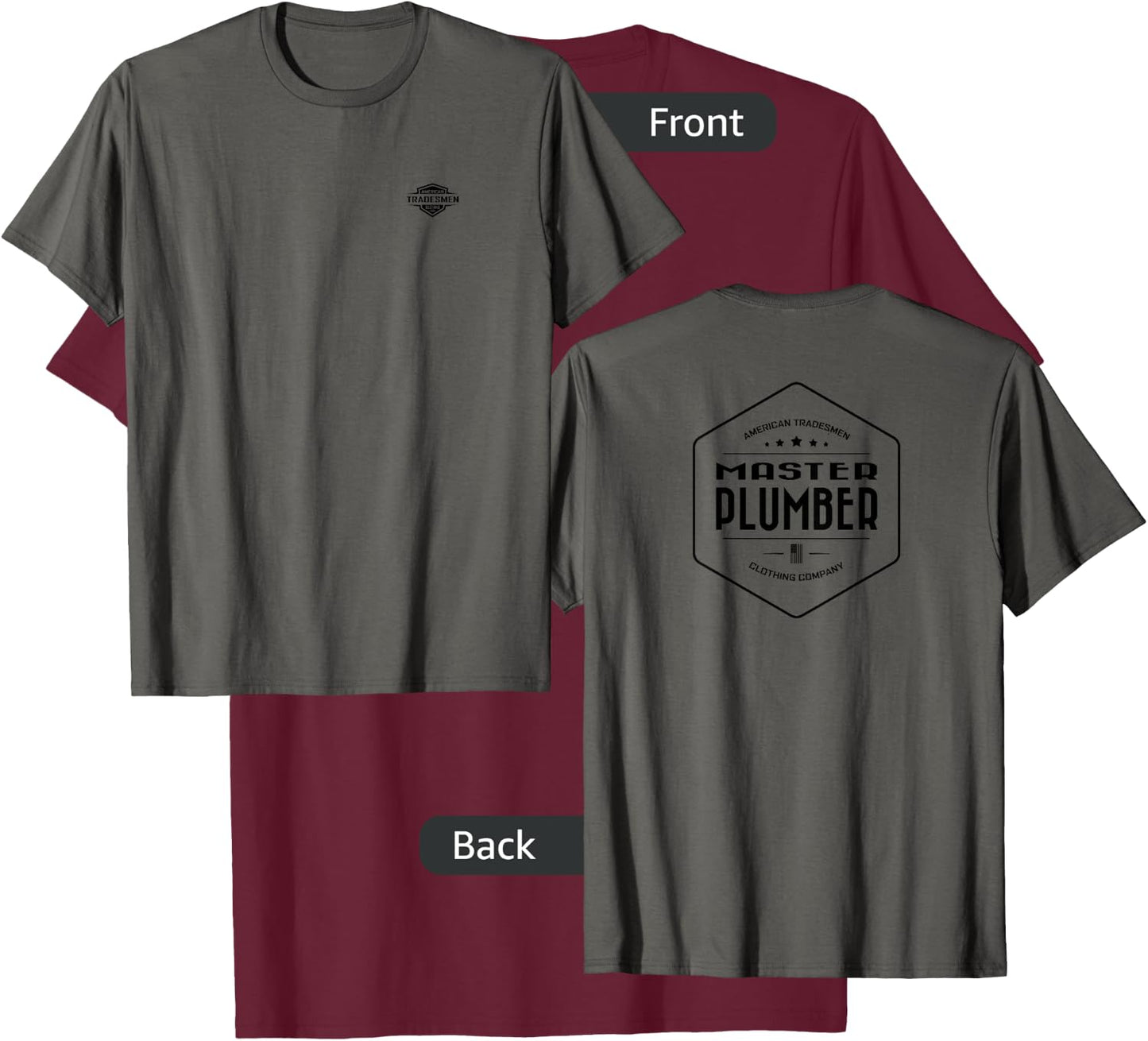 "Master Plumber" with vintage black back design T-Shirt - T-Shirt | Maroon