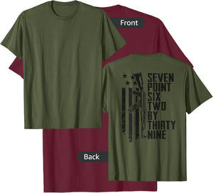 7.62x39 Seven Six Two X 39 AK47 7.62 Rifle - Camo (ON BACK) T-Shirt - T-Shirt | Maroon