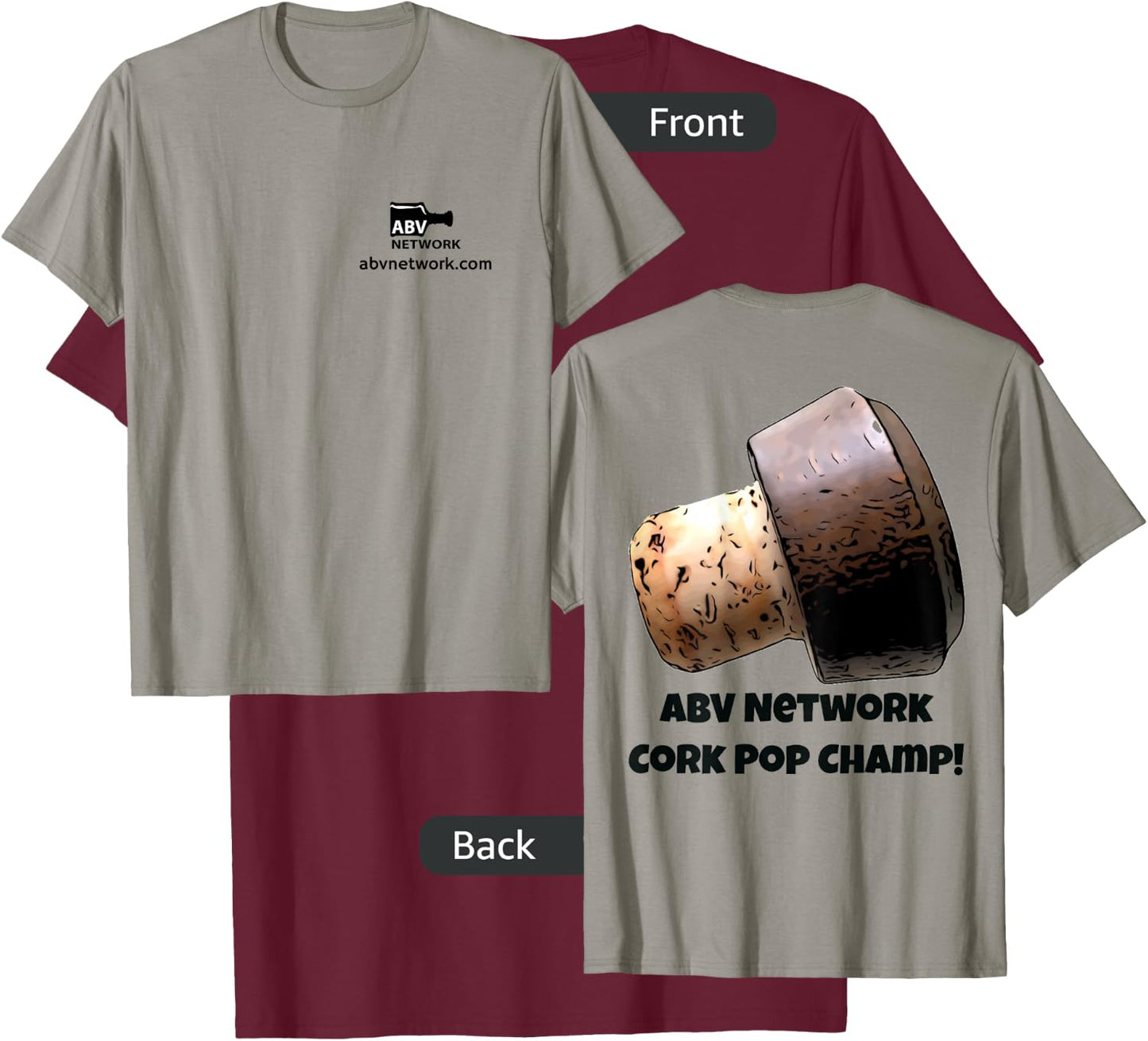ABV Network Cork Pop Champ T-Shirt - T-Shirt | Maroon