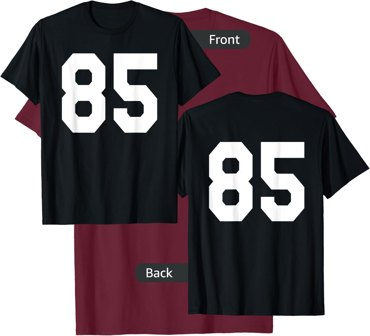 Number 85 Sports Jersey Front and Back Team Player T-Shirt - T-Shirt | Maroon