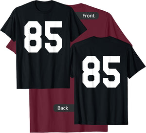 Number 85 Sports Jersey Front and Back Team Player T-Shirt - T-Shirt | Maroon