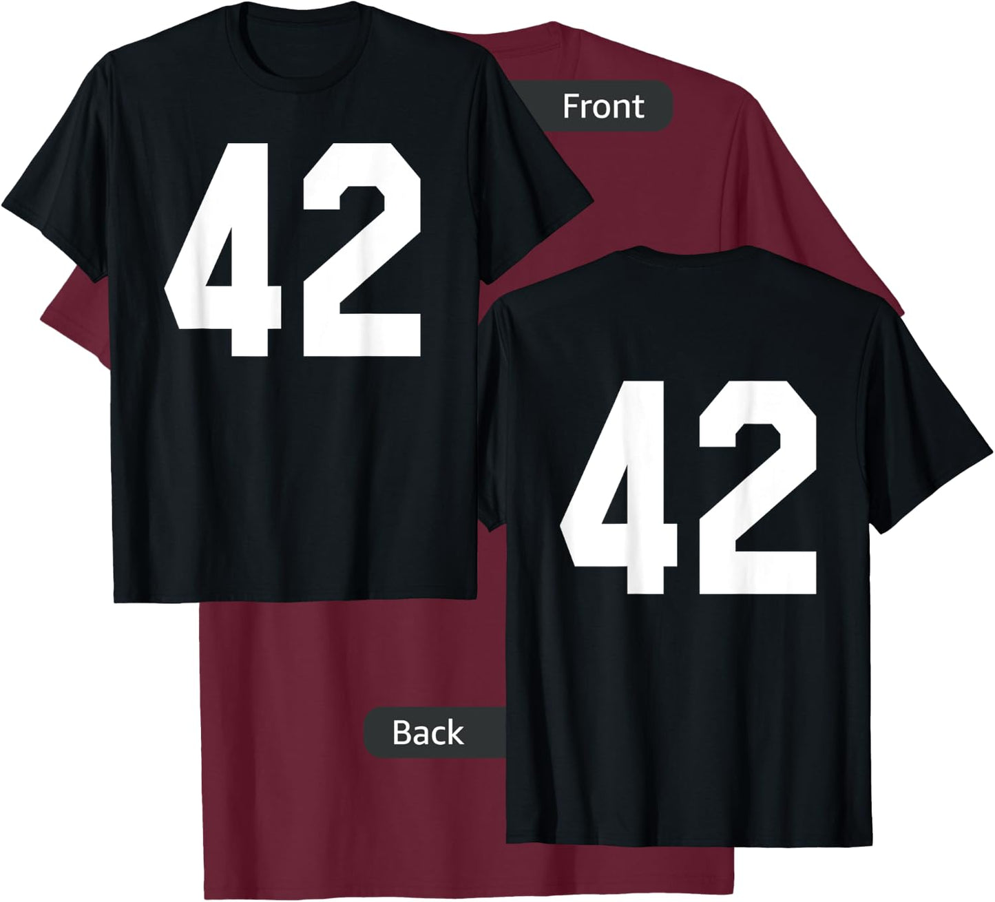 Number 42 Sports Jersey Front and Back Team Player T-Shirt - T-Shirt | Maroon