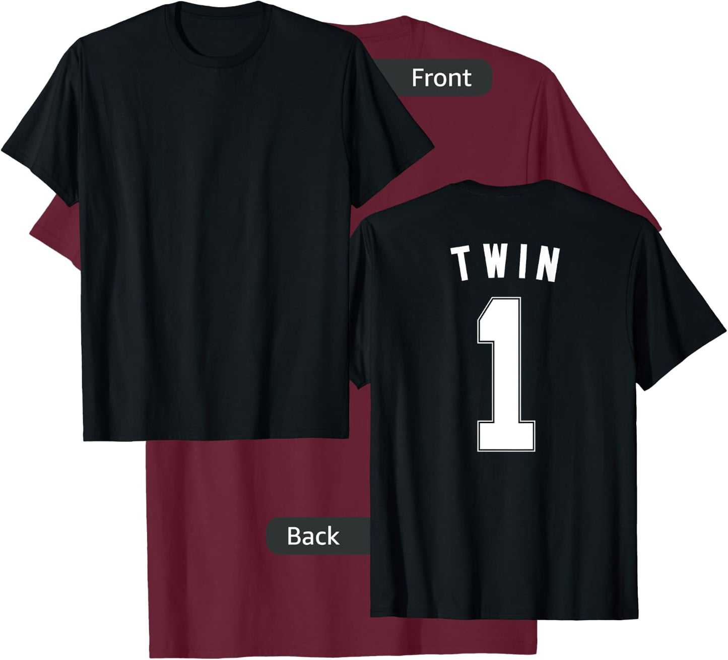 TWIN 1 shirt funny matching adult kid jersey identical twin T-Shirt - T-Shirt | Maroon