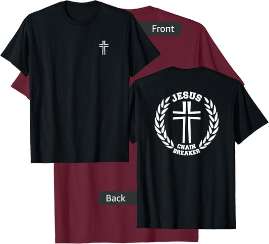 Jesus Theme Christian Clothing - Back Graphic, Logo Front T-Shirt - T-Shirt | Maroon