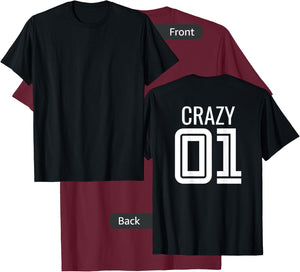 Crazy 3 Funny Three Group Matching Bff - Image On Back Of T-Shirt - T-Shirt | Maroon