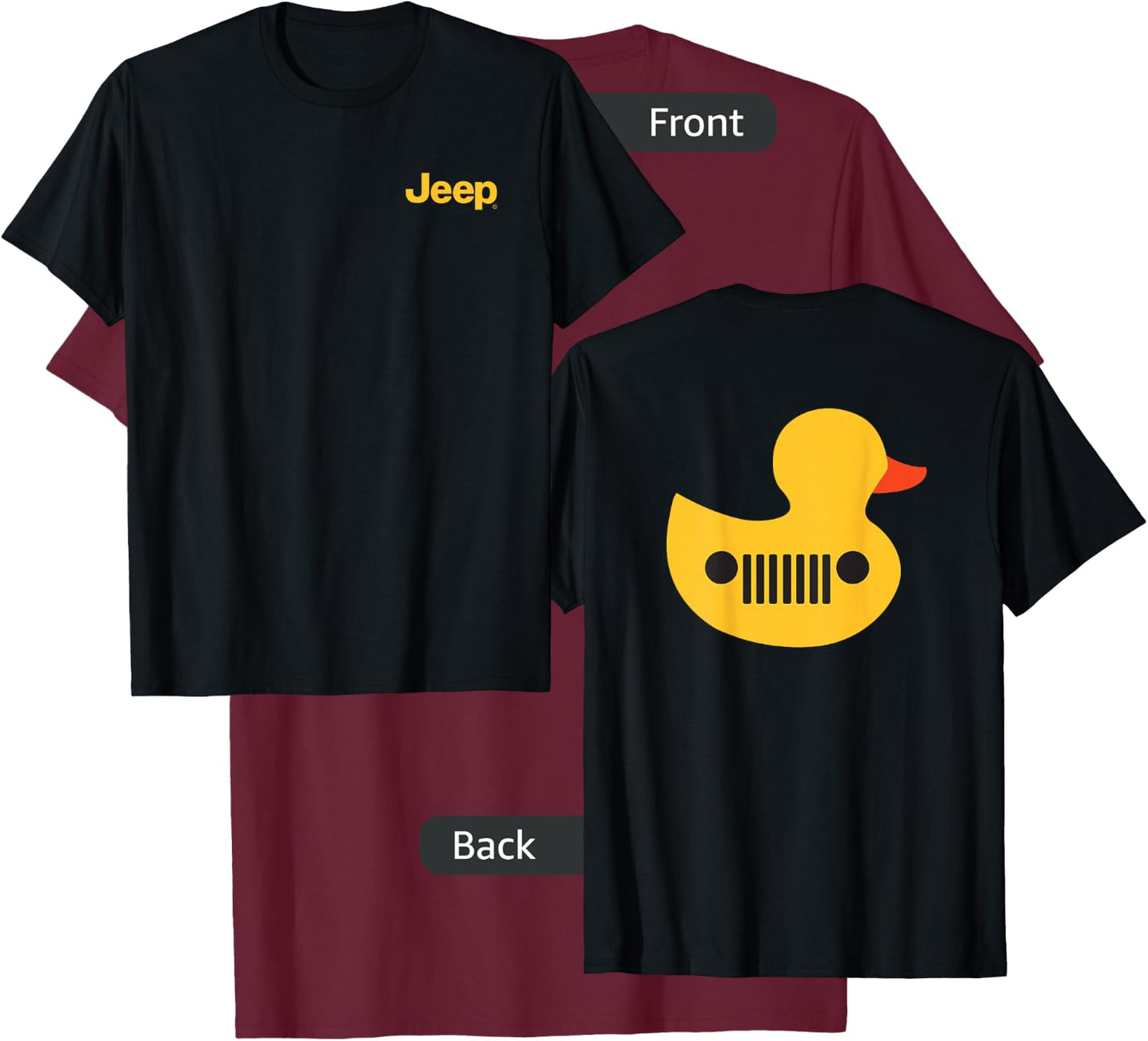Jeep Duck (Front/Back Print) Small T-Shirt - T-Shirt | Maroon