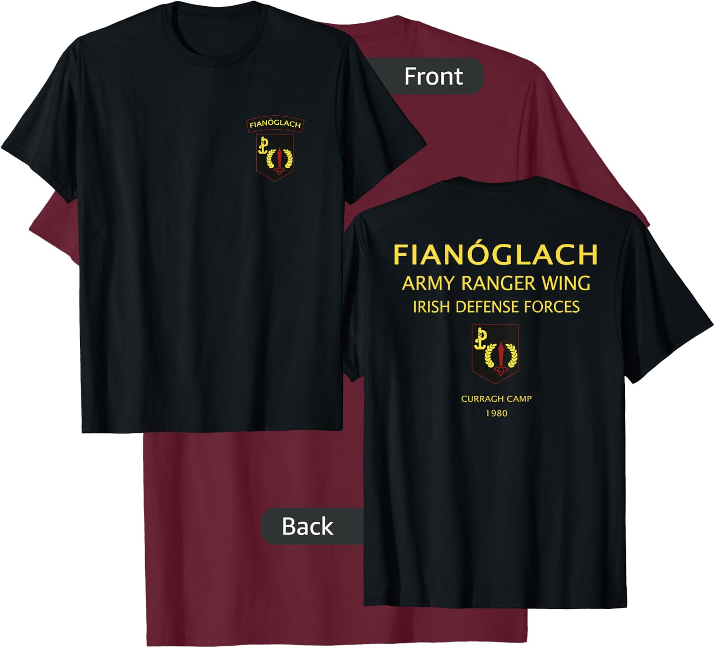 Fianoglach Irish Special Force Army Ranger Ireland Defence T-Shirt - T-Shirt | Maroon