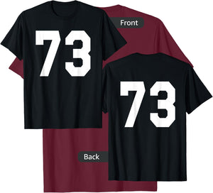 Number 73 Sports Jersey Front and Back Team Player T-Shirt - T-Shirt | Maroon