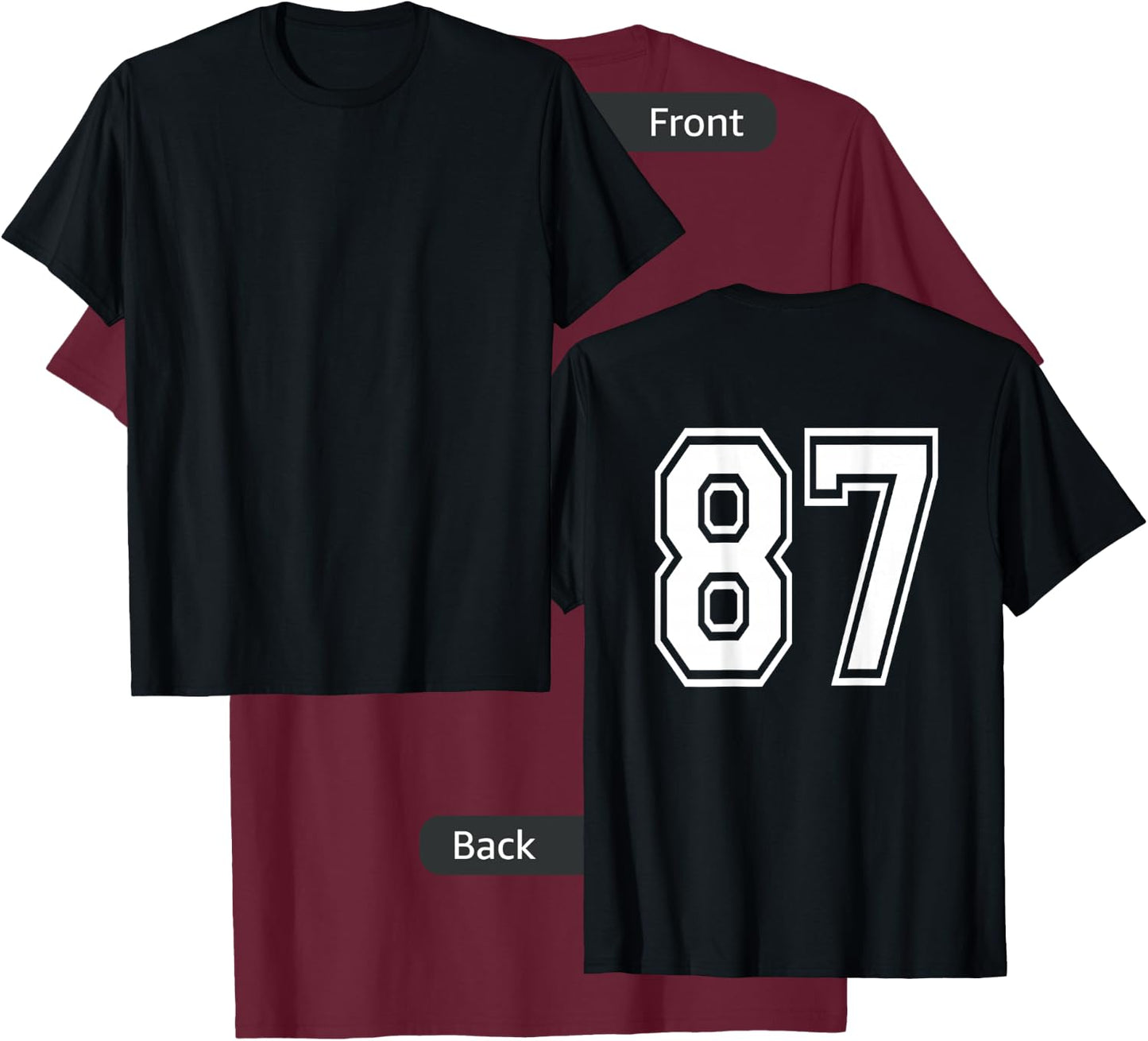 Number 87 Shirt Sports Player Number BACK of Shirt only T-Shirt - T-Shirt | Maroon