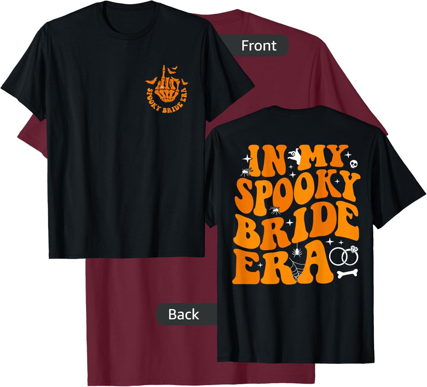 Groovy In My Spooky Bride Era Retro Halloween Bachelorette T-Shirt - T-Shirt | Maroon