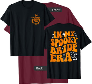 Groovy In My Spooky Bride Era Retro Halloween Bachelorette T-Shirt - T-Shirt | Maroon
