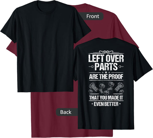 Left Over Parts Mechanic T-Shirt - T-Shirt | Maroon