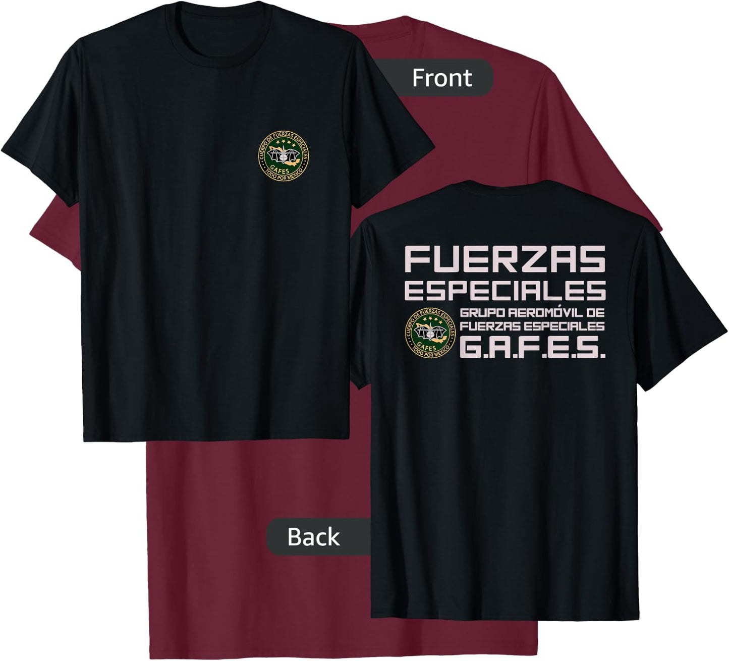 GAFE GAFES Mexico Fuerzas Especiales Mexican Special Force T-Shirt - T-Shirt | Maroon