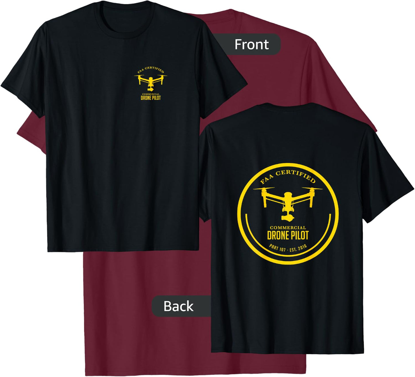 Drone UAV UAS Quadcopter Pilot Part 107 T-Shirt - T-Shirt | Maroon