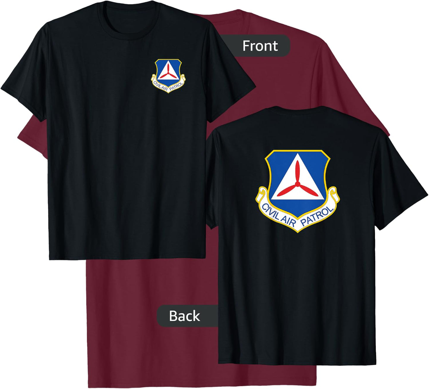 Civil Air Patrol Shirt Front Back Air Force Auxiliary T-Shirt - T-Shirt | Maroon
