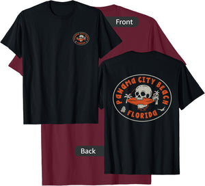 Panama City Beach Florida FL Retro Surfer Beach Front & Back T-Shirt - T-Shirt | Maroon