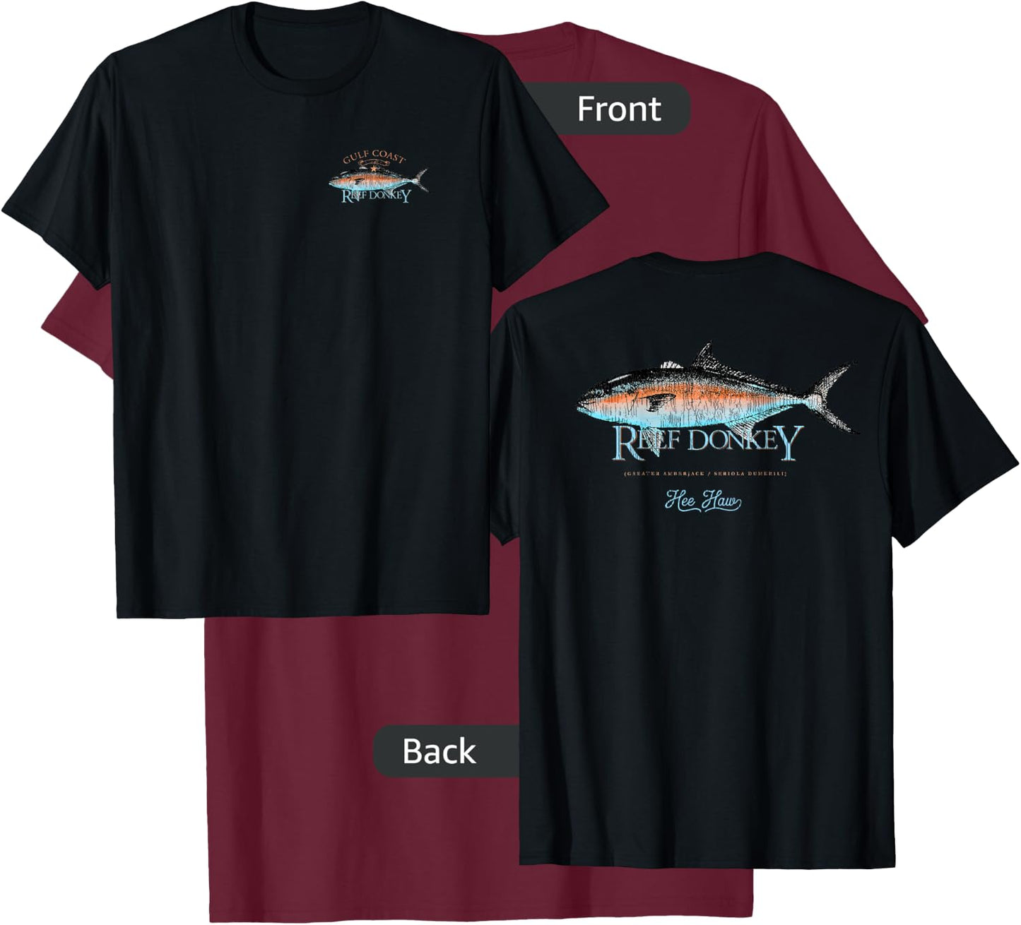 Amberjack Amber Jack Reef Donkey Gulf Coast Fishing AJ T-Shirt - T-Shirt | Maroon