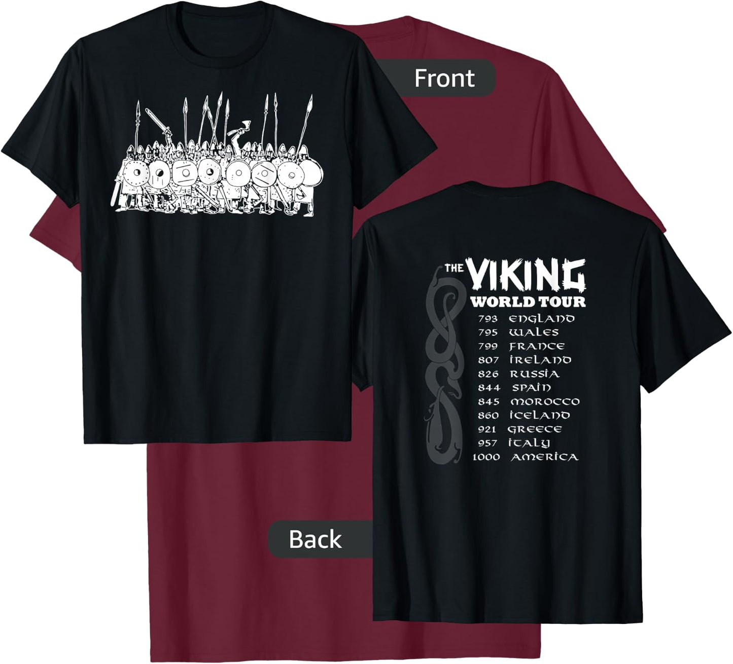 Corpsman UP Viking World Tour , Black T-Shirt - T-Shirt | Maroon
