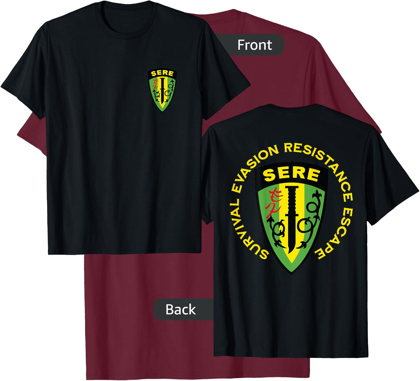 Jeff Hobrath -Adults Black SERE Survival Evasion Resistance Escape T-Shirt - T-Shirt | Maroon