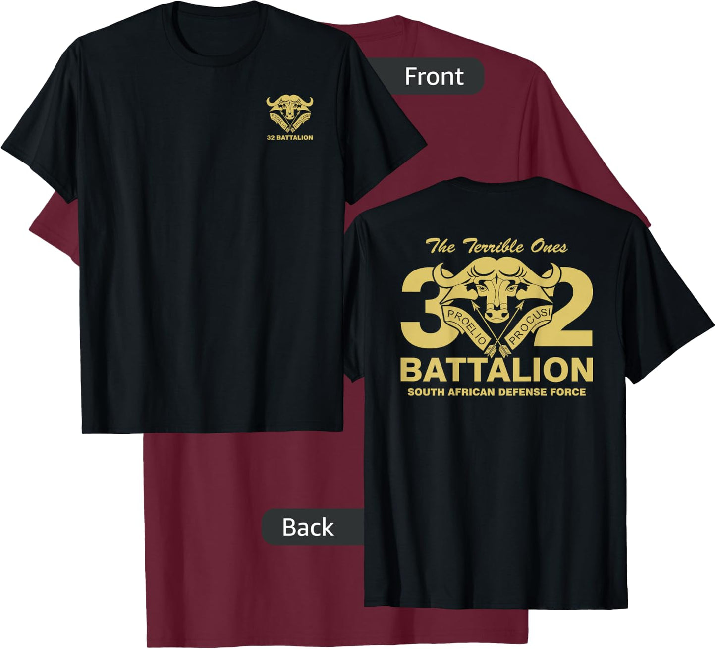Buffalo 32 Battalion South African Army T-Shirt - T-Shirt | Maroon
