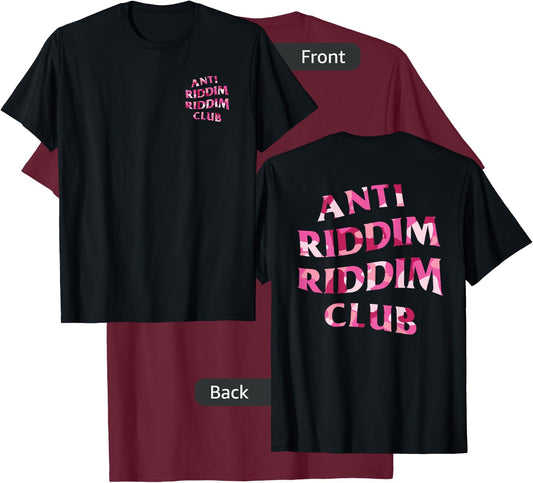 Anti Riddim Riddim Club: Pink Camo Logo T-Shirt - T-Shirt | Maroon
