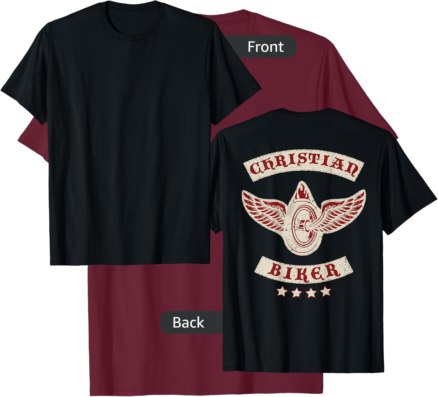 Christian Biker for Jesus | Motorcycle Gear (Design on back) T-Shirt - T-Shirt | Maroon