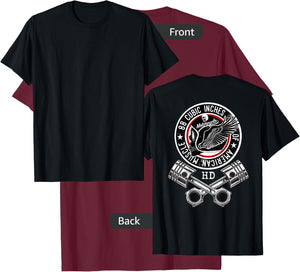 HD 88 CID Engine Motorcycle V-Twin Skull Crossed Pistons T-Shirt - T-Shirt | Maroon