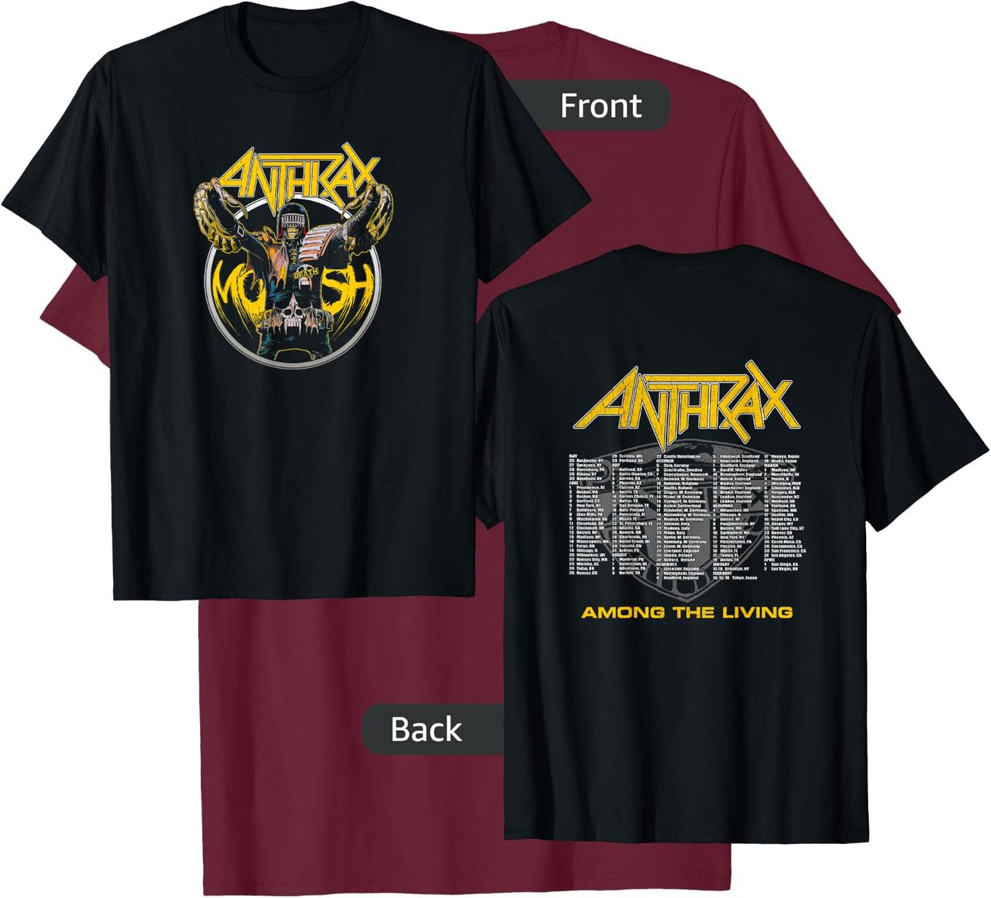 Anthrax - Judge Death Mosh T-Shirt - T-Shirt | Maroon