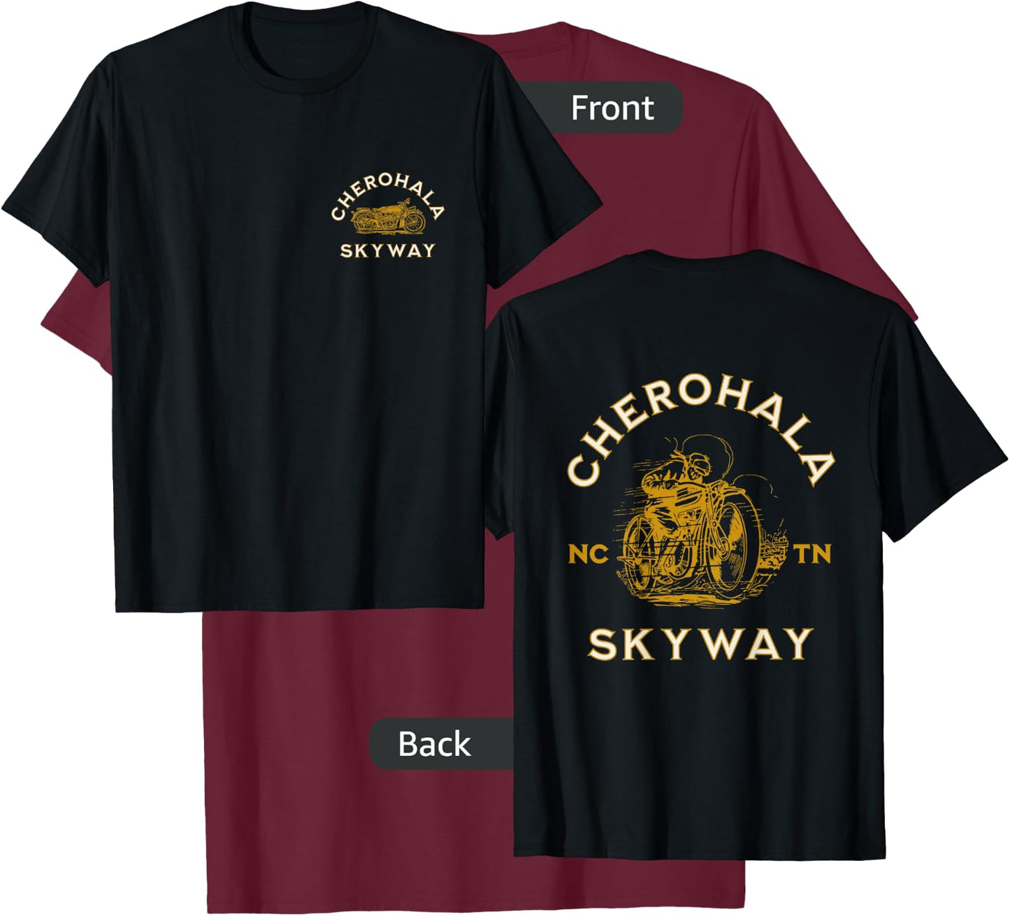 Cherohala Skyway in NC and TN USA Motorcycle Design T-Shirt - T-Shirt | Maroon