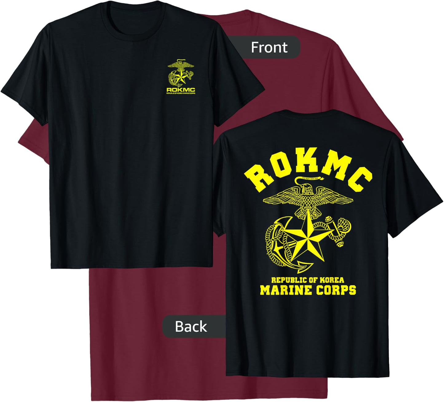 MechaProject ROKMC Korean Navy Diver Military - Men's Adults Classic Fit Black Short Sleeve - Small T-Shirt - T-Shirt | Maroon