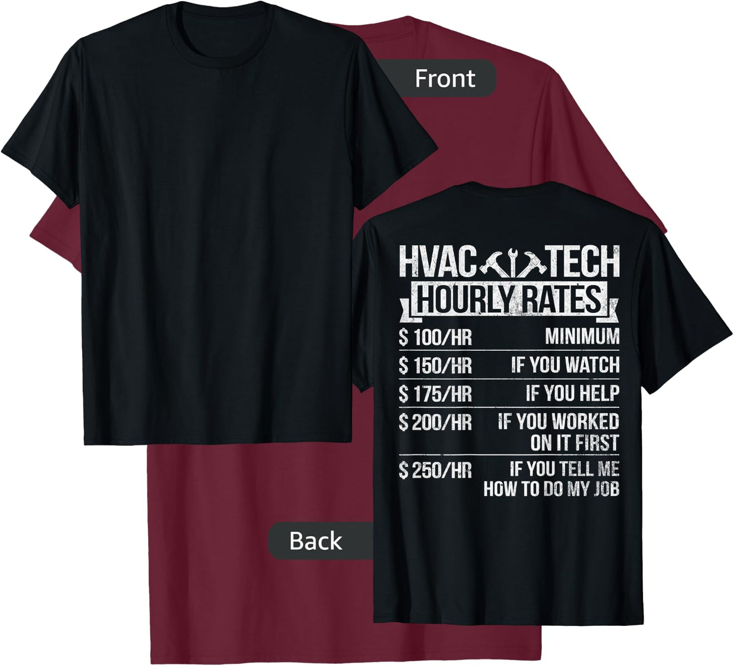 HVAC Technician Funny HVAC Tech Design On Back T-Shirt - T-Shirt | Maroon