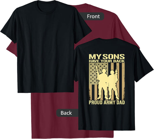 My Two Sons Have Your Back - Proud Army Dad Military Father T-Shirt - T-Shirt | Maroon
