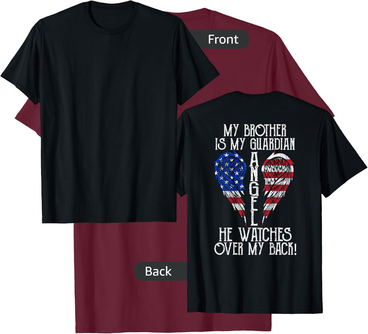 Memorial of My Brother, Loss of Brother, Brother in Heaven T-Shirt - T-Shirt | Maroon