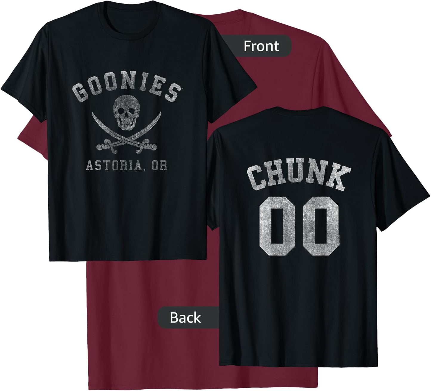 The Goonies Logo and Chunk Jersey Front and Back Movie T-Shirt - T-Shirt | Maroon